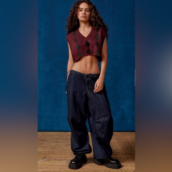 Urban Outfitters BDG Baggy Cargo Balloon Barrel Wide Leg Denim Pant Blue XS - Picture 2 of 16